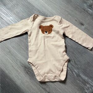 Beige Bear Print Kids Bodysuit